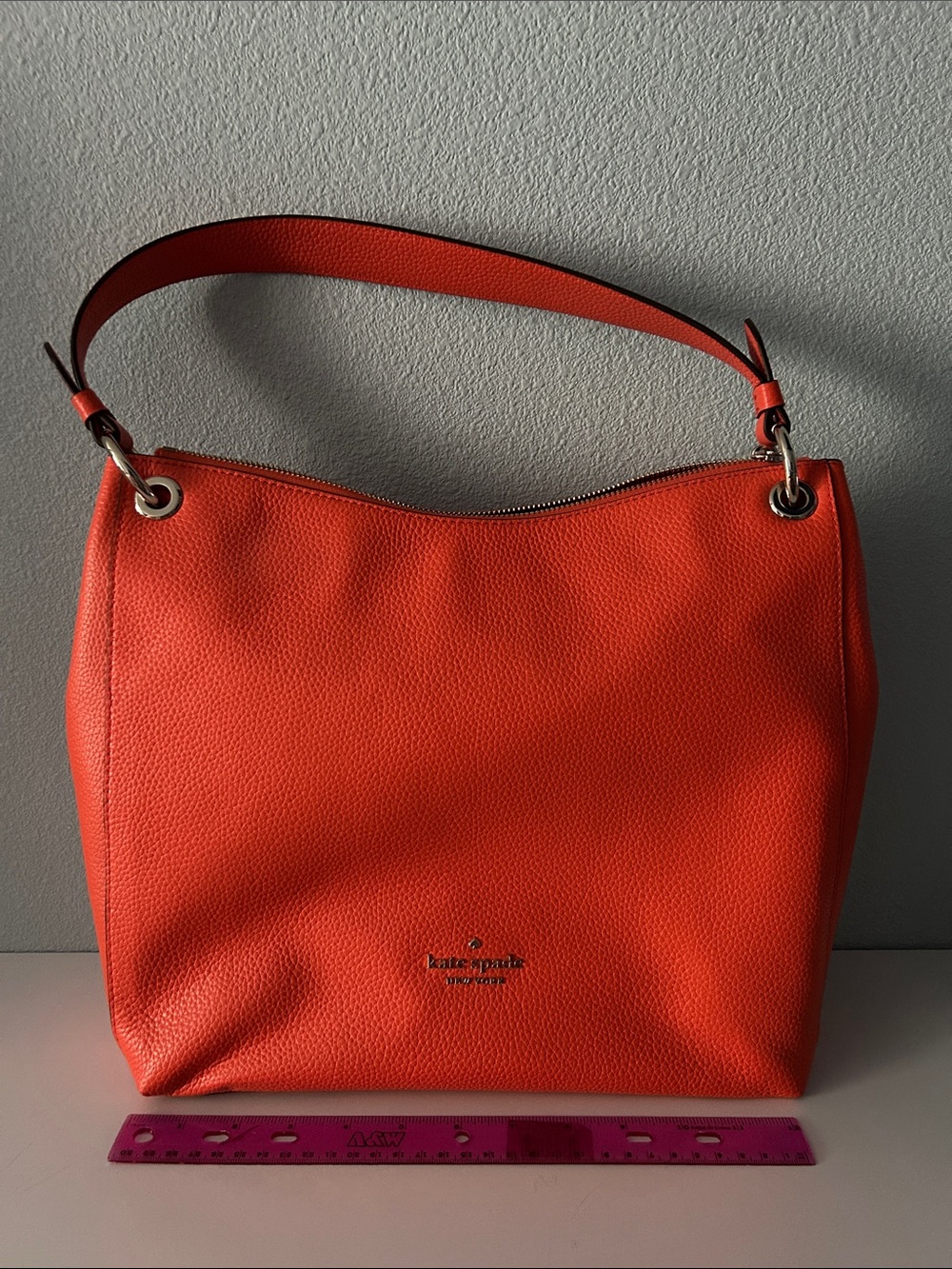 kate spade Coral Orange Pebbled Leather Shoulder Bag*